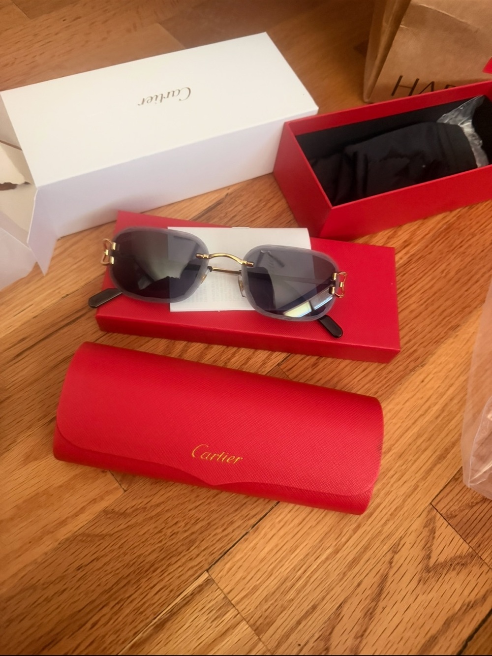 Cartier Women's or Men Gold Frame Sunglasses with Black Gradient Lenses